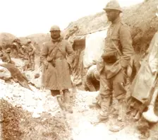 French soldiers at a captured German trench, c1914-c1918