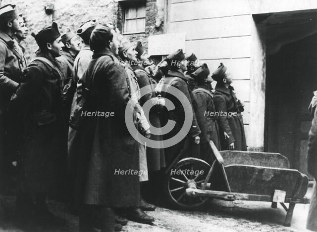 French soldiers at an army cinema, France, 1940. Artist: Unknown