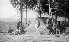 French soldiers at rest after combat, Champagne region, France, World War I, 1915