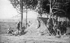 French soldiers at rest after combat, Champagne region, France, World War I, 1915