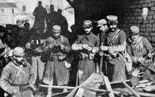 French soldiers at rest in Champagne, France, World War I, 1915