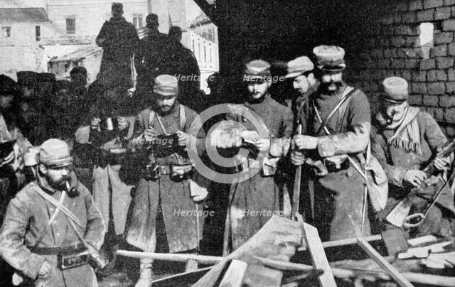 French soldiers at rest in Champagne, France, World War I, 1915. Artist: Unknown