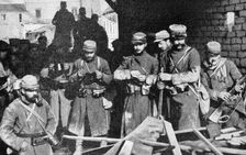 French soldiers at rest in Champagne, France, World War I, 1915