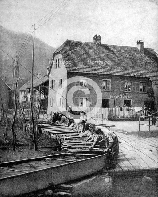 French soldiers doing their laundry, World War I, 1915. Artist: Unknown