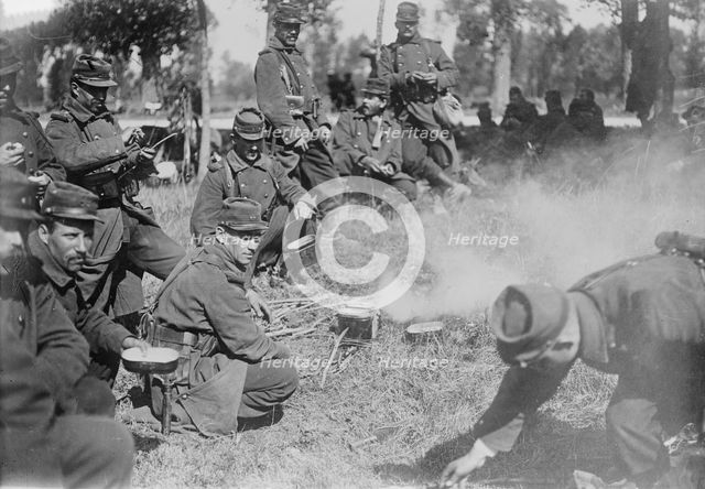 French soldiers eating soup on march, between c1914 and c1915. Creator: Bain News Service.