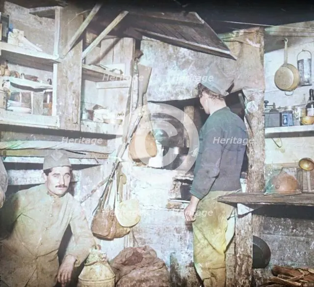 French soldiers in captured German officers' kitchen, c1914-c1918. Creator: Unknown.