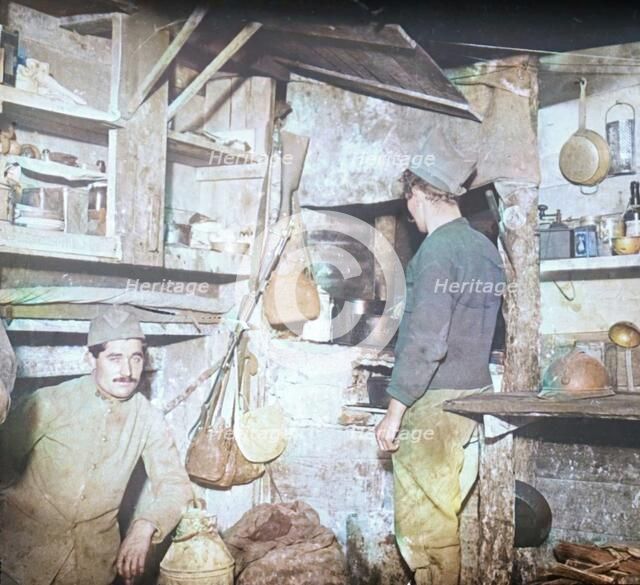 French soldiers in captured German officers' kitchen, c1914-c1918. Creator: Unknown.