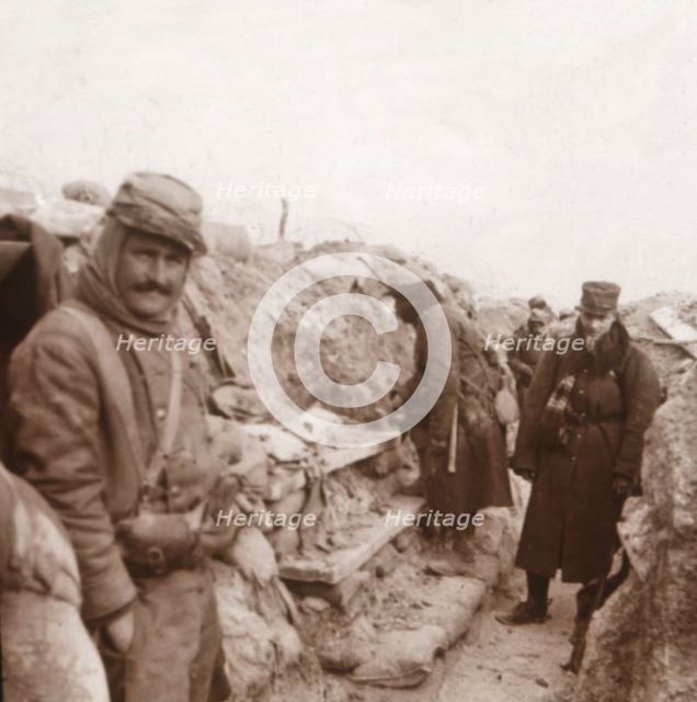 French soldiers in the trenches, Perthes, northern France, c1914-c1918. Artist: Unknown.