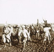 French soldiers with German prisoners, c1914-c1918