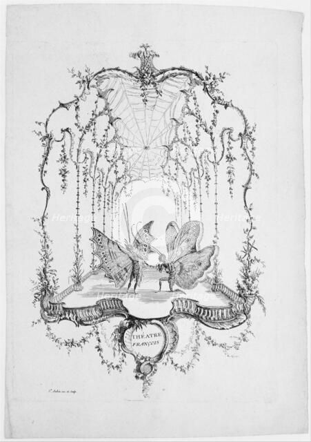 French Theatre (Théatre Français), from Essai de Papilloneries Humaines par Saint A..., ca. 1756-60. Creator: Charles-Germain de Saint-Aubin.
