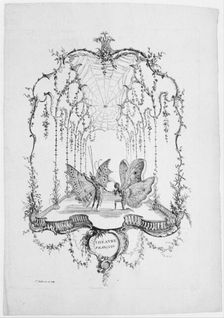 French Theatre (Théatre Français), from Essai de Papilloneries Humaines par Saint A..., ca. 1756-60. Creator: Charles-Germain de Saint-Aubin