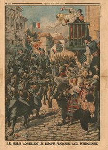 French troops are welcomed enthusiastically by the Serbs, 1915. Creator: Unknown