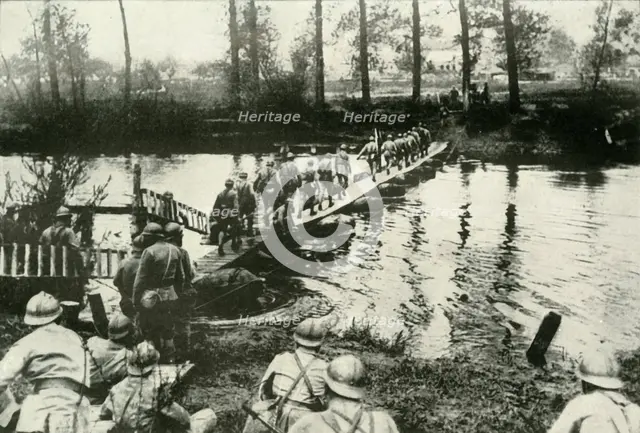 'French Troops Crossing a River', (1919). Creator: Unknown.