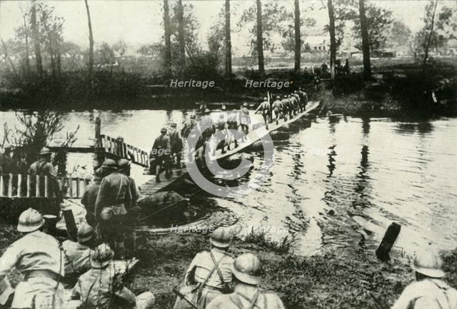 'French Troops Crossing a River', (1919). Creator: Unknown.