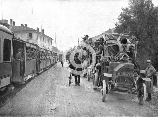 French Troops in Italy; Two convoys on the road from Brescia to Verona..., 1917. Creator: Unknown.