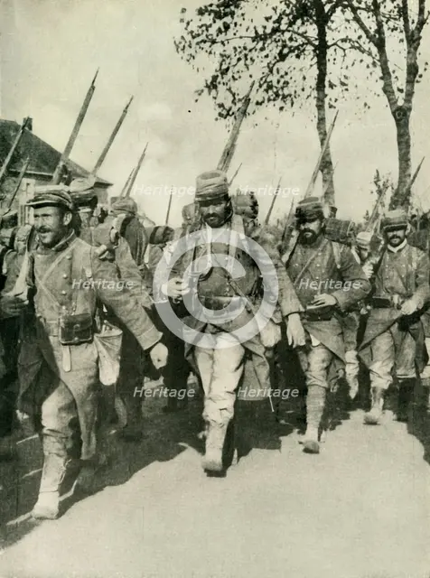 French troops on the march, First World War, 1914-1918, (c1920). Creator: Unknown.