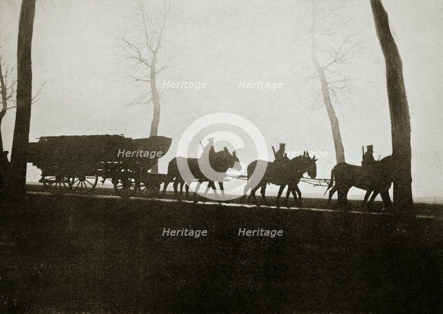 French troops on the road to the trenches, France, World War I, 1916. Creator: Unknown.