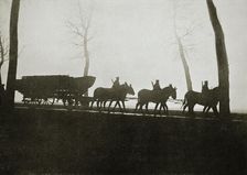 French troops on the road to the trenches, France, World War I, 1916