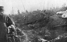 French troops prepare for a German counter-attack, Eparges ridge, near Verdun, France, August 1915