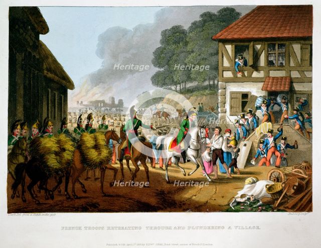'French Troops Retreating Through and Plundering a Village', 1816. Creator: Matthew Dubourg.