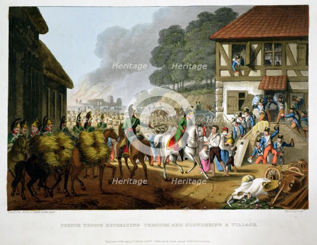 'French Troops Retreating Through and Plundering a Village', 1816. Artist: Matthew Dubourg