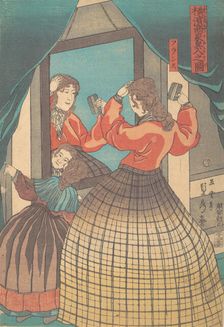 French Woman and Girl, from the series Foreign Merchants in Yokohama, 1861. Creator: Sadahide Utagawa