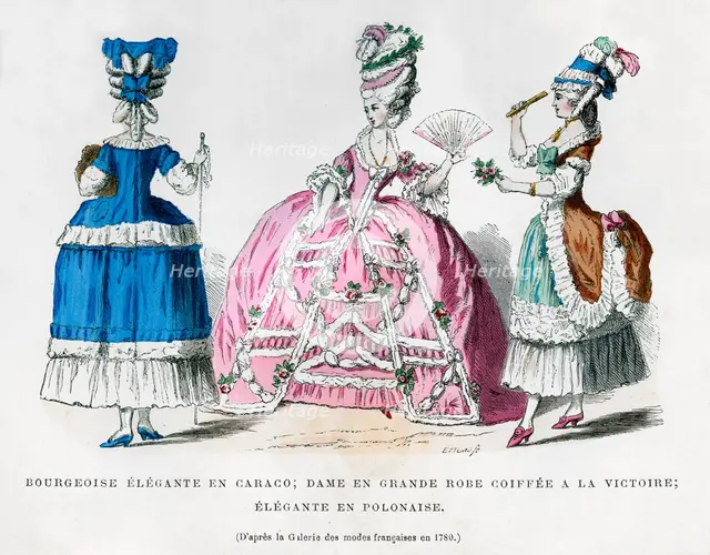 French women's fashions, 1780 (1882-1884). Artist: Unknown