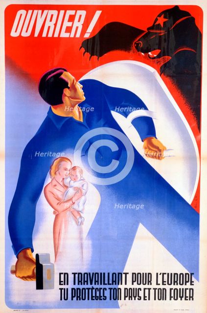 French workers for Germany poster, 1943. Artist: Unknown