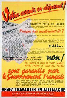 French workers for Germany poster, c1942-c1944