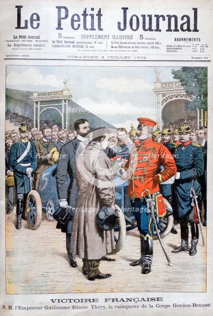 Frenchman Leon Thery, winner of the Gordon Bennett Cup in auto racing, 1904. Artist: Unknown