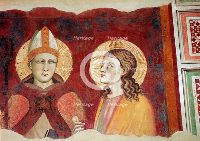Fresco of a bishop, 14th century. Artist: Unknown
