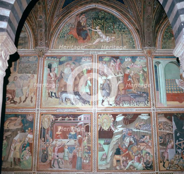 Fresco of Eve and the story of Abraham, 14th century. Artist: Unknown