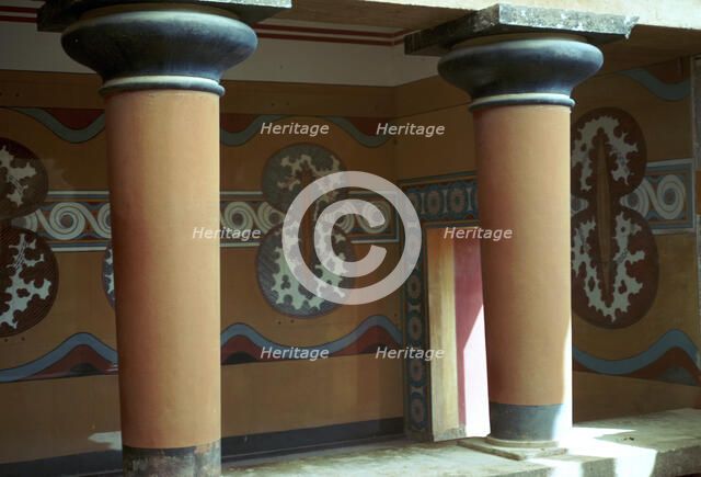 Fresco of shields in the grand stairway at Knossos, 18th century BC. Artist: Unknown