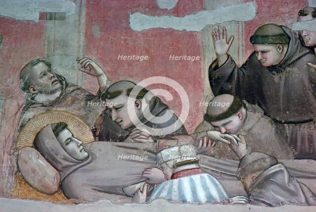 Fresco of the death of St Francis, 14th century. Artist: Giotto 