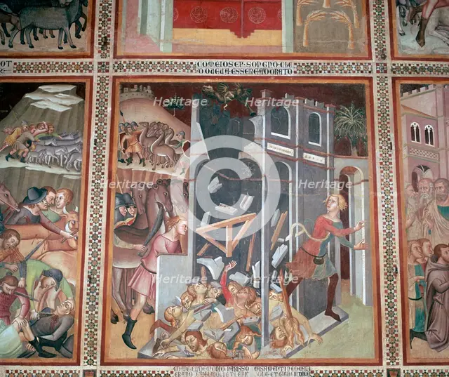Fresco of the destruction of Jericho, 14th century. Artist: Unknown