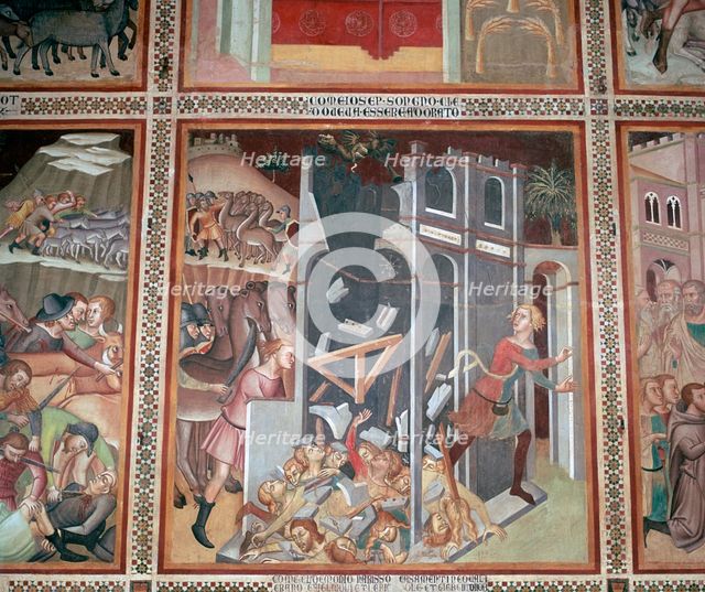 Fresco of the destruction of Jericho, 14th century. Artist: Unknown