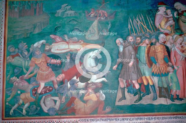 Fresco of the Israelites crossing the Red Sea, 14th century. Artist: Bartolo di Fredi