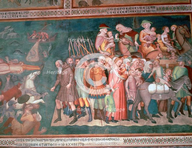 Fresco of the Israelites crossing the Red Sea, 14th century. Artist: Bartolo di Fredi