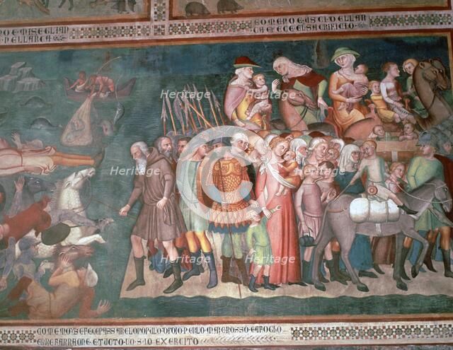 Fresco of the Israelites crossing the Red Sea, 14th century. Artist: Bartolo di Fredi