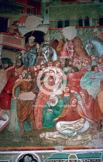 Fresco of the massacre of the innocents in Sienna, 15th century. Artist: Unknown