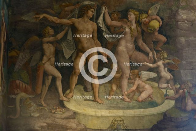 Fresco detail from the Chamber of Amor and Psyche, 1526-1534. Artist: Romano, Giulio (1499-1546)