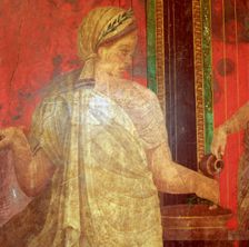 Fresco Detail, Ministrant Carrying a Tray of Food, 1st Century BC. Creator: Unknown