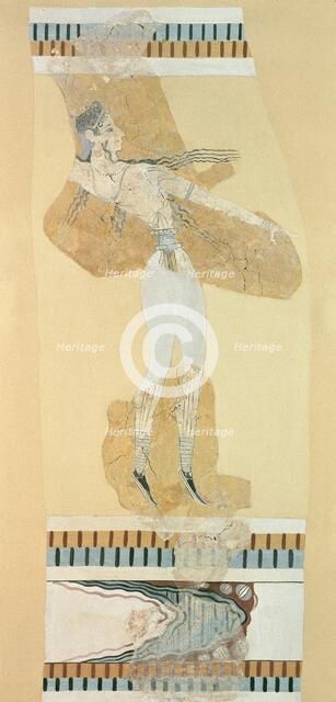 Fresco fragment, Late Minoan I Period, c1700-c1450BC. Artist: Unknown.