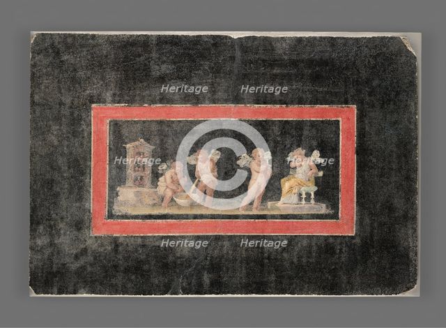 Fresco Fragment with Cupids and Psyche Making Perfume, A.D. 50-79. Creator: Unknown.
