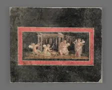 Fresco Fragment with Four Cupids Hanging Garlands, A.D. 50-79. Creator: Unknown