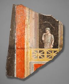 Fresco Fragment: Woman on a Balcony, 10 B.C.-A.D. 14. Creator: Unknown