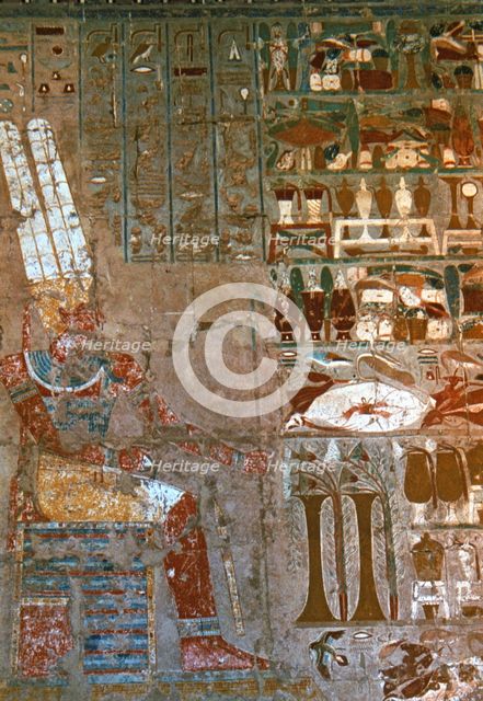 Fresco in the Temple of Queen Hatshepsut represented as a pharaoh.