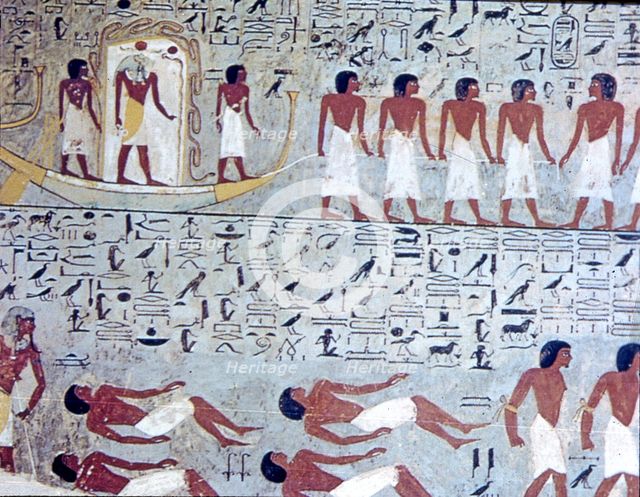 Fresco in the tomb of Horemheb depicting the sacred procession in the other world.