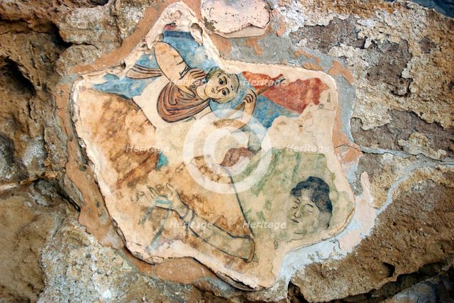 Fresco showing St Elias, Roman gymnasium, Salamis, North Cyprus. Creator: Peter Thompson.