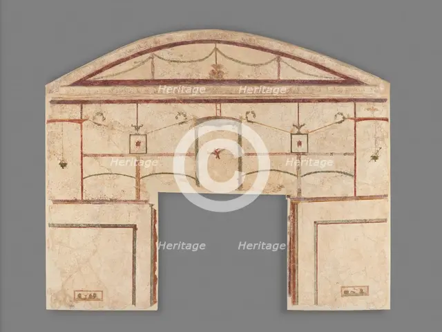 Frescoed Wall with Double White Field and a Niche, A.D. 50-79. Creator: Unknown.